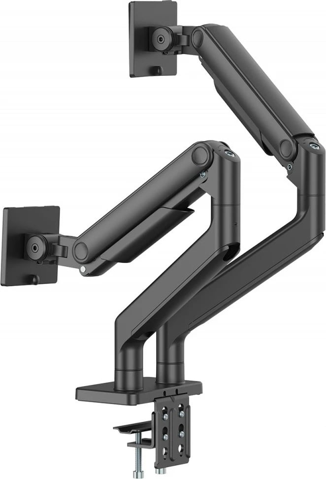 Mbajtës tavoline për dy monitorë, Digitus DA-90474, deri 45", 2x 20 kg, mekanizëm suste, VESA 75x75/100x100, i zi