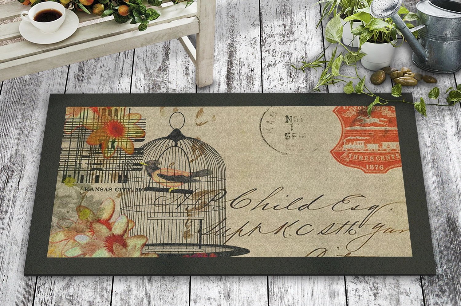 Shilte hyrëse PVC Aberto Design, Caged Nightingale, shumëngjyrëshe, 45x70cm