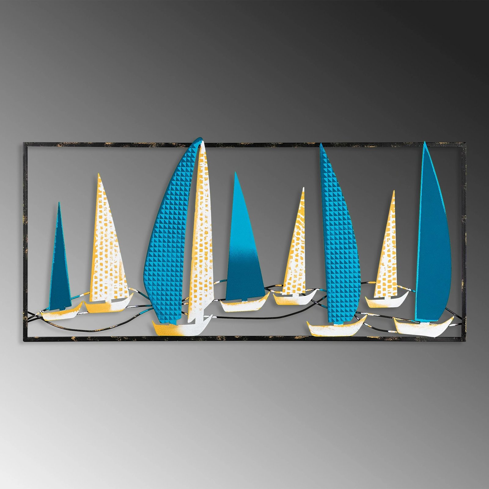 Aksesor dekorativ metalik për mur, Wallity Yelkenli 2, shumëngjyrësh, 40x90cm