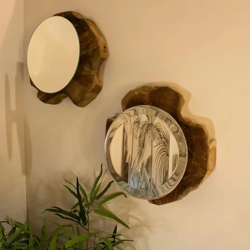 Pasqyrë Medusa, dru natyral, 30x30x11cm