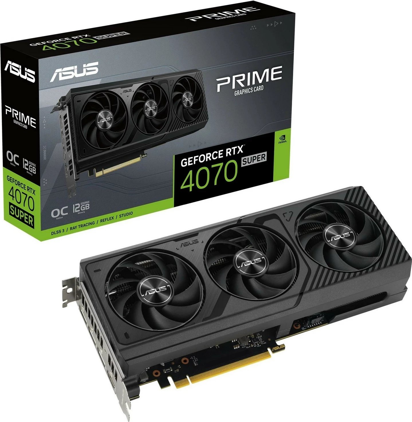 Kartelë grafike ASUS GeForce RTX 4070 SUPER PRIME OC 12GB DLSS 3, e zezë