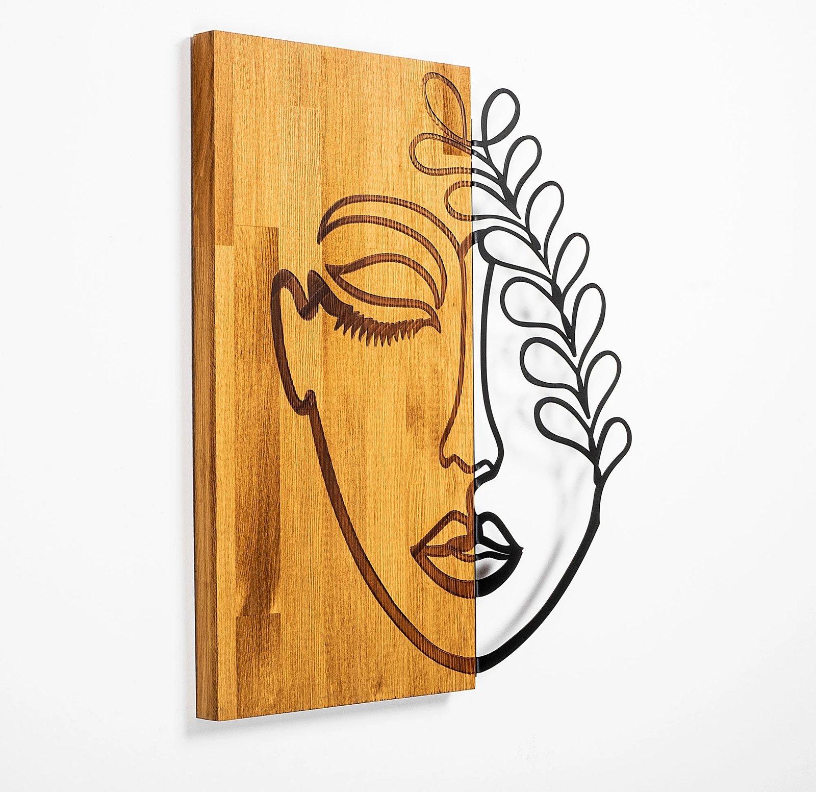 Aksesor dekorativ muri prej druri, Wallity, MA-281, ngjyrë arre dhe e zezë