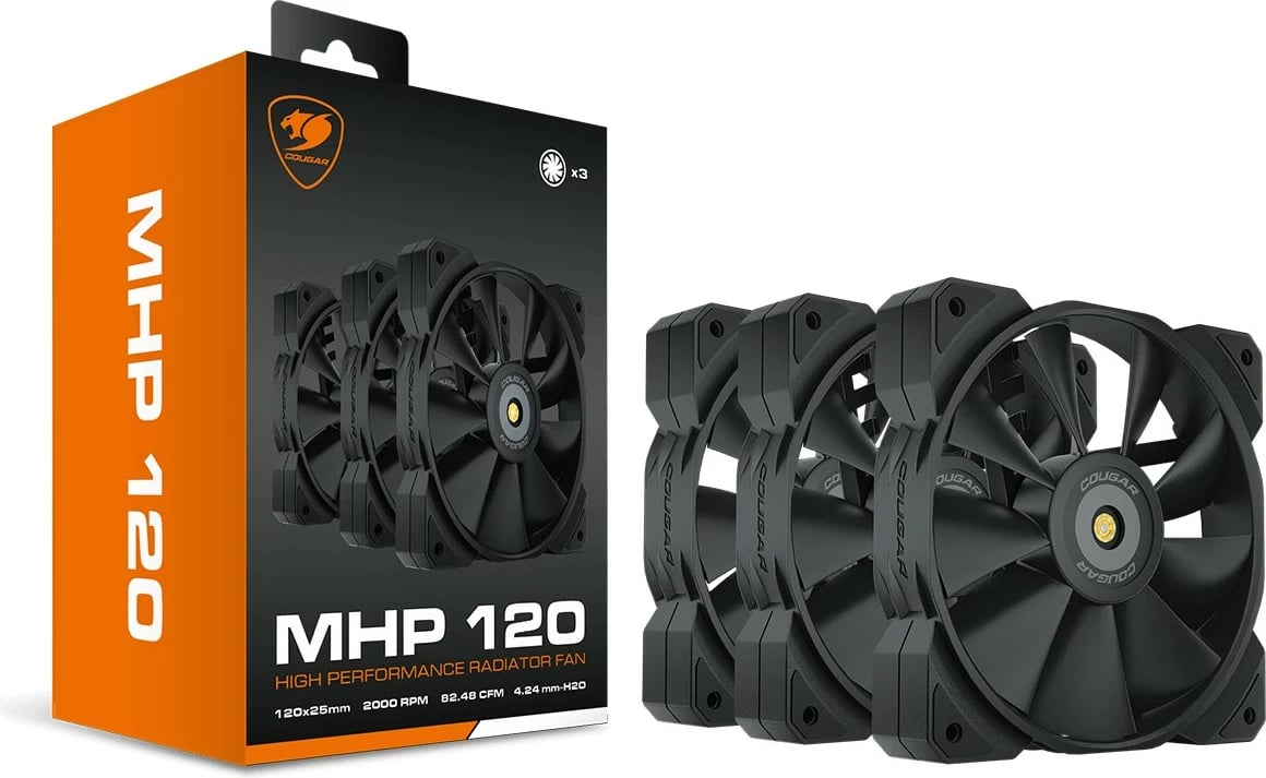 Ventilator kase Cougar MHP 120, 120mm, 3 copë, e zezë