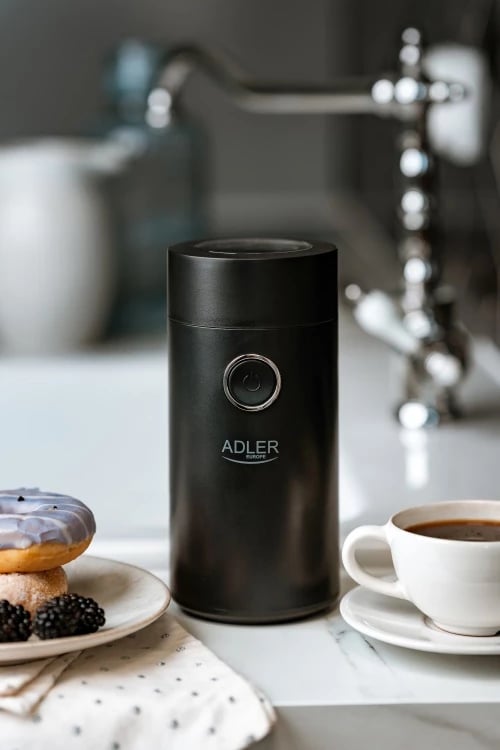 Mulli kafeje elektrik, Adler AD 4446, 150 W, kapacitet 75 g, kapak transparent, i zi/argjendtë
