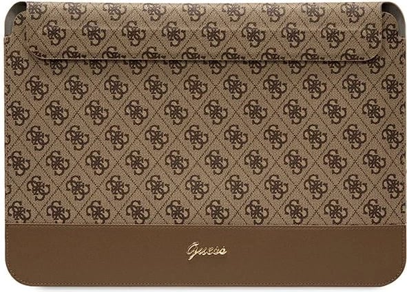 Mbështjellës laptopi Guess 4G Stripe Metal Logo, deri 14", kafe