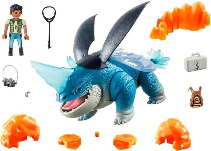 Set lodrash Playmobil Dragons 71082, D'Angelo & Plowhorn, 17 pjesë, blu