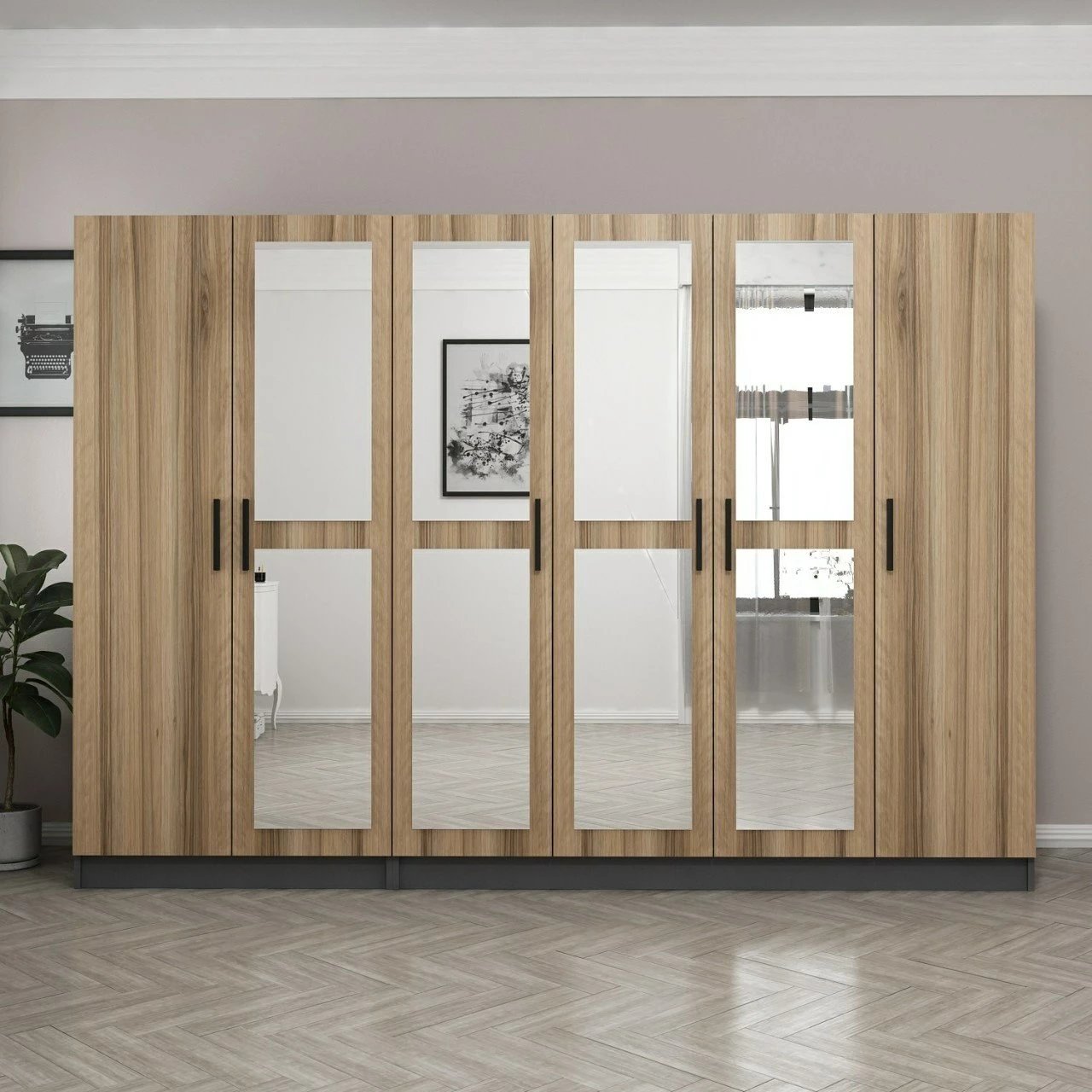 Dollap garderobe, ngjyrë dore, Skye Decor, 270x190x52 cm