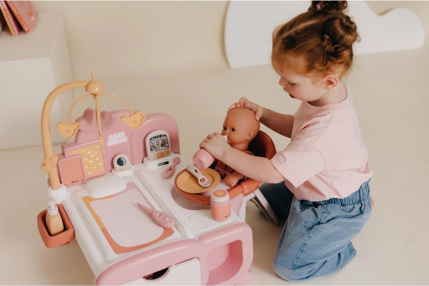 Kënd elektronik për kujdes kukullash Smoby Baby Nurse, me 19 aksesorë, Multikolor