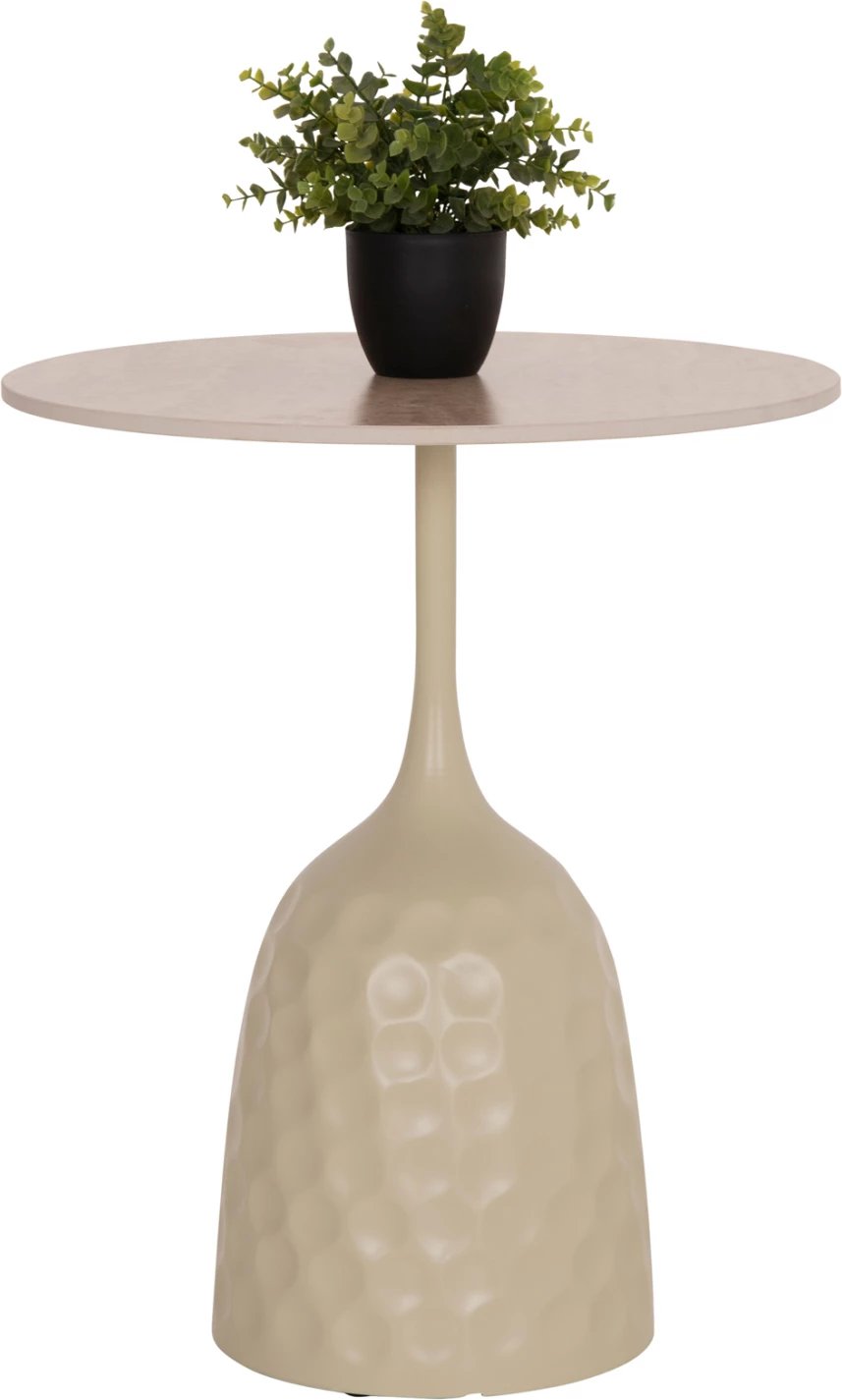 Tavolinë kafeje LONGSTEM, bazë metalike ngjyrë shampanje, sipërfaqe qeramike travertin, FH18317.04, Φ50