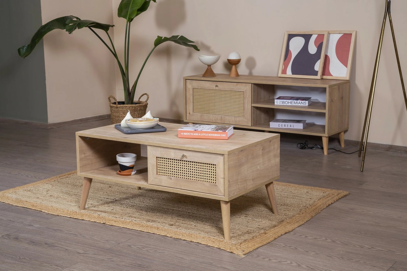 Tavolinë kafeje Skye Decor, ngjyrë lisi, Calvin