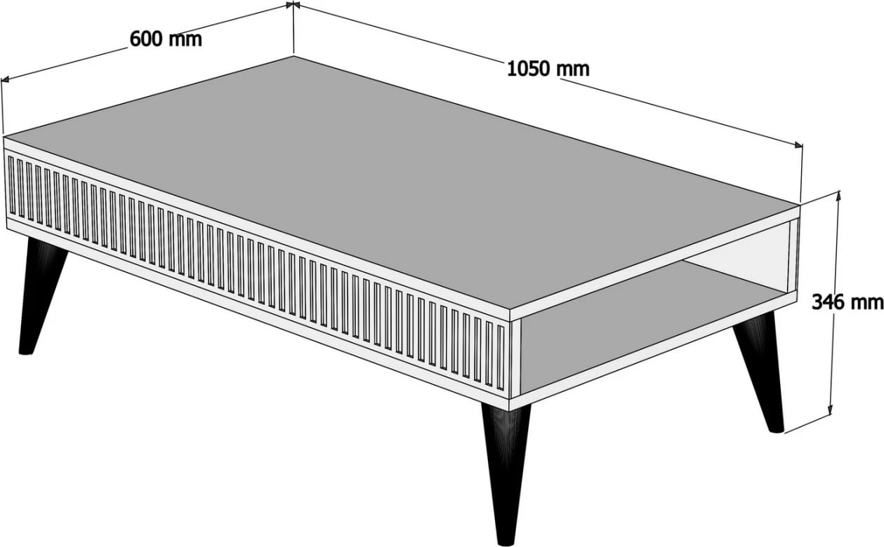 Tavolinë kafeje, FH9505.03, melaminë, ngjyrë arre, pamje mermeri të bardhë, 105x60x34.6H cm