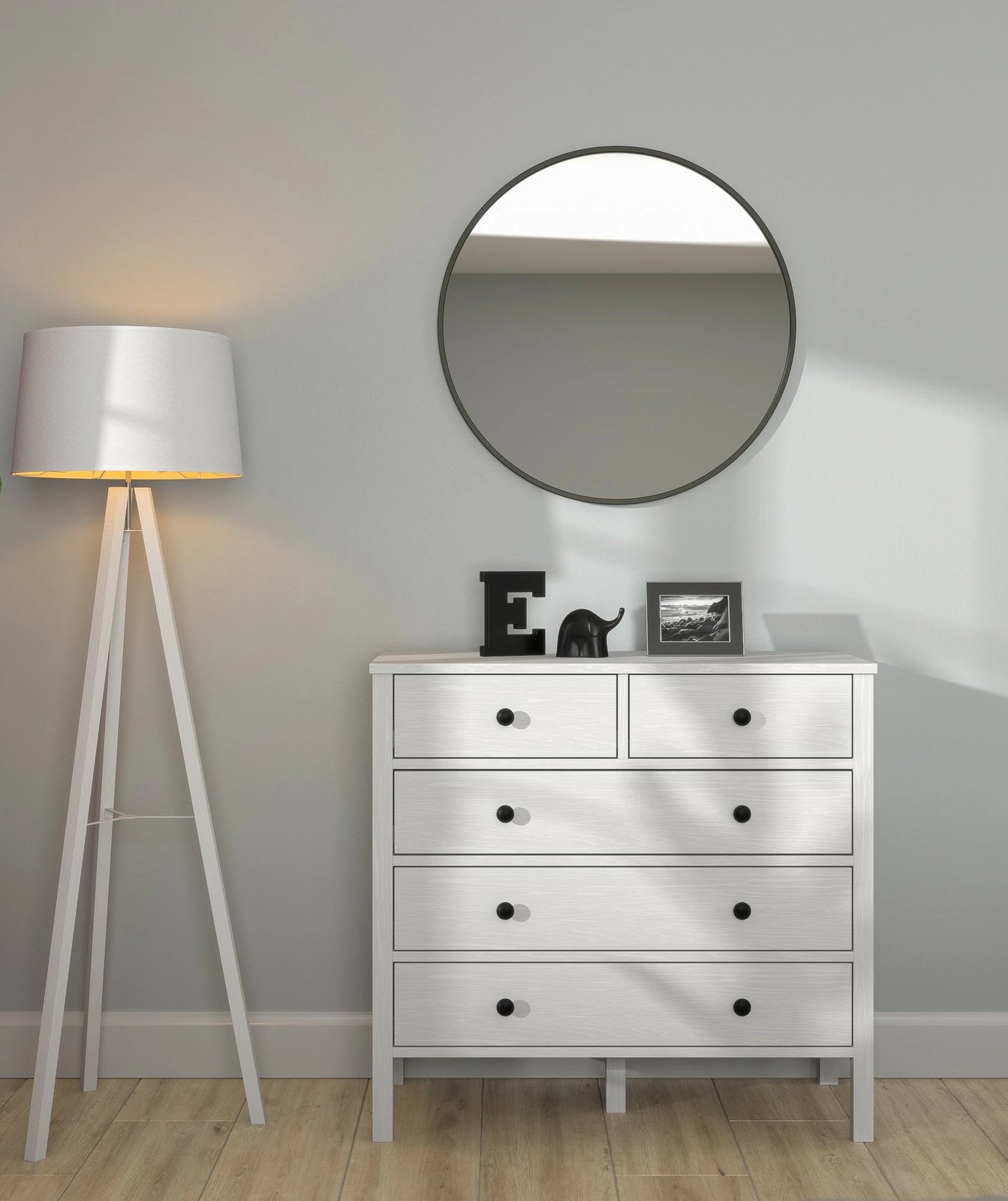 Komodë Hanah Home, FRN-20061, ngjyrë druri dhe e bardhë