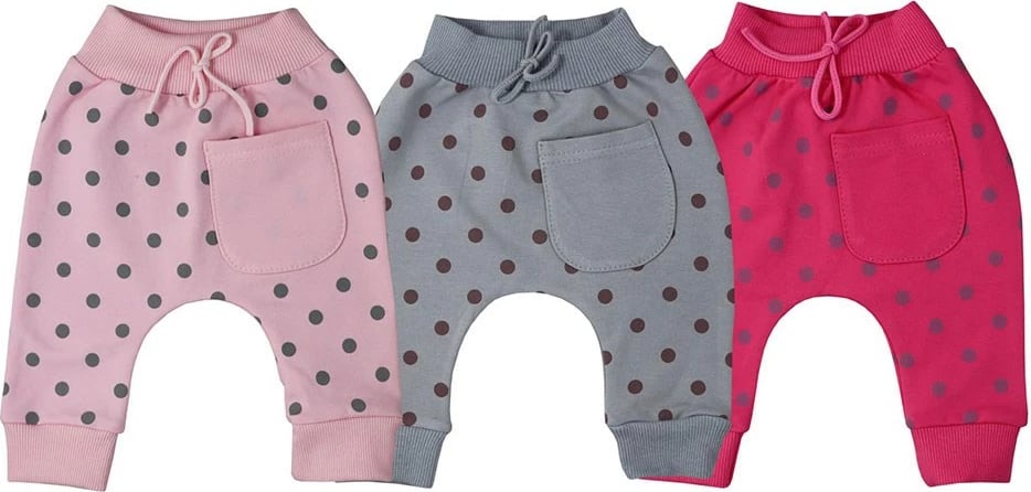 pantallona trenerka për bebe, KOALA Dots, madhësia 62 (3-6m), pambuk 96% me elastan, për vajza, gri