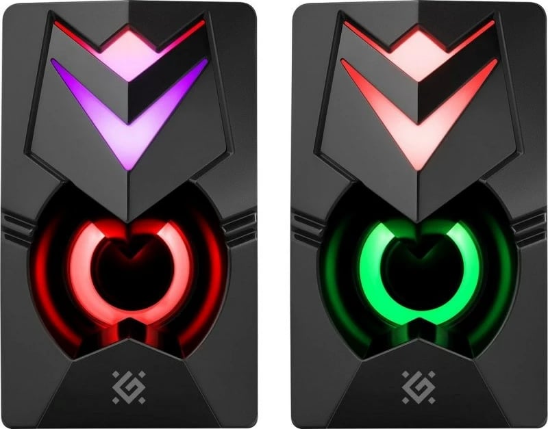 Altoparlantë Defender J4 2.0, 6W, me LED, për PC, të zinj