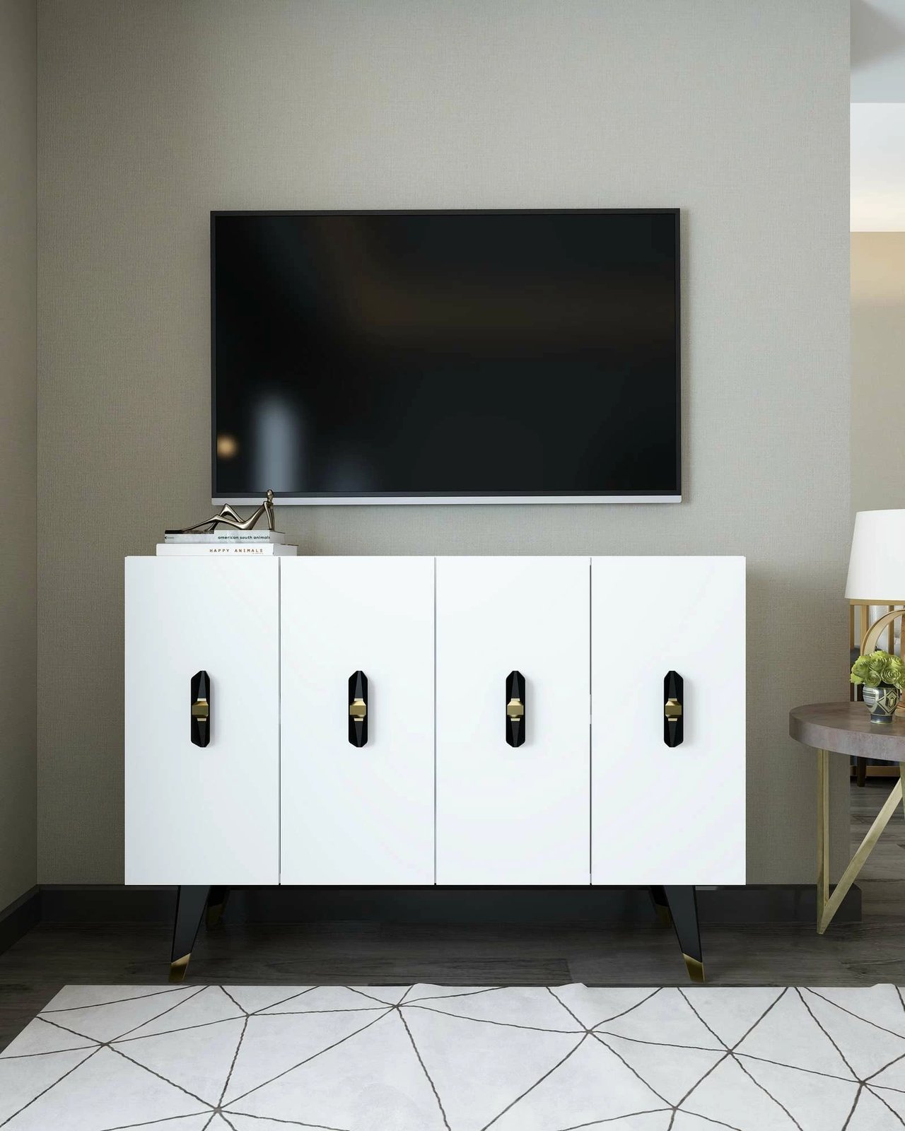 Konsol Skye Decor, 8170KM-32, e bardhë, e zezë, e artë