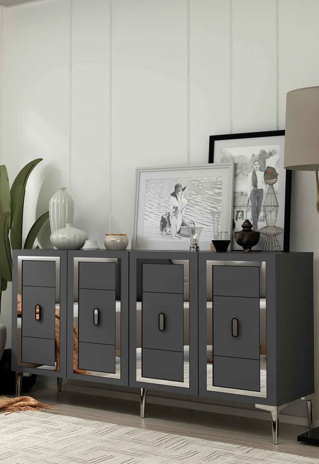 Konsolë Skye Decor, Orion, anthracite, argjend