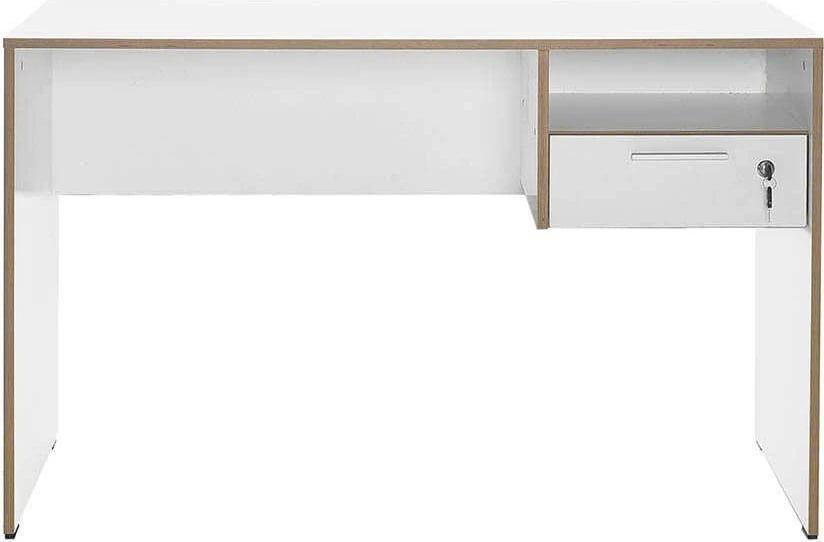 Tavolinë pune për studim, ngjyrë e bardhë dhe lis, Cms-510-Dx-1