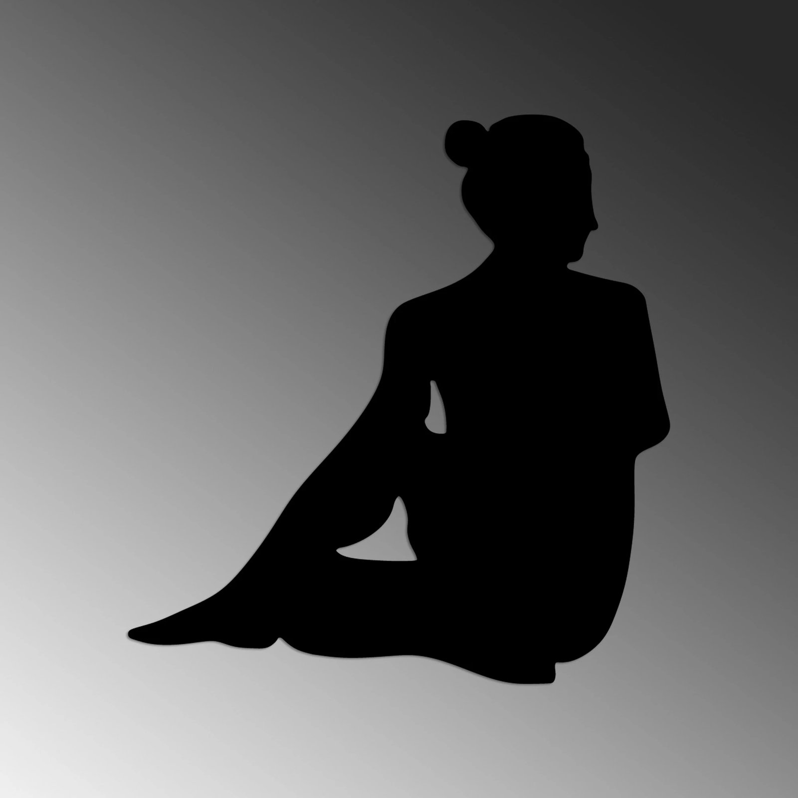 Aksesor dekorativ metalik për mur, Wallity, Yoga 22, ngjyrë e zezë, 53x55cm