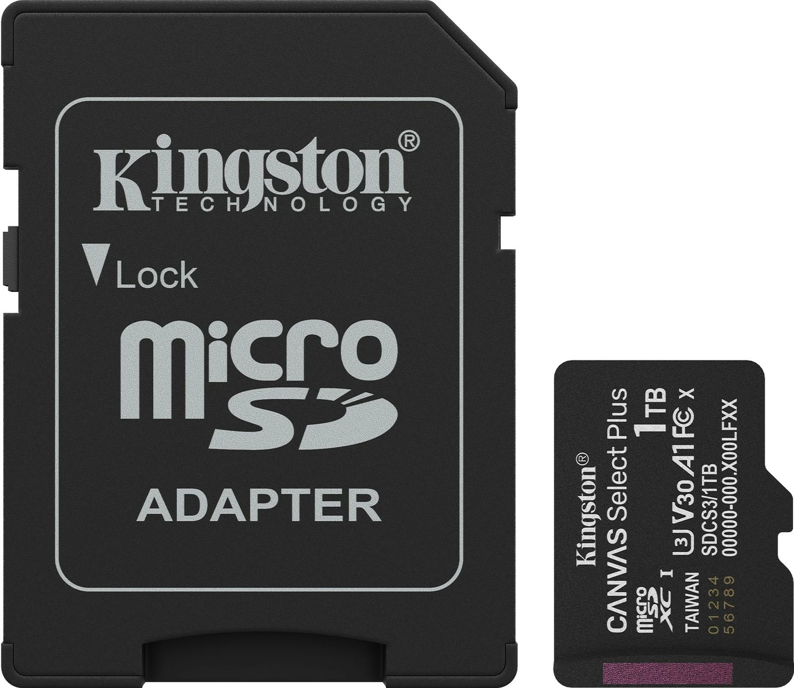 Kartelë microSDXC Kingston Canvas Select Plus Gen3 1TB me adapter, e zezë
