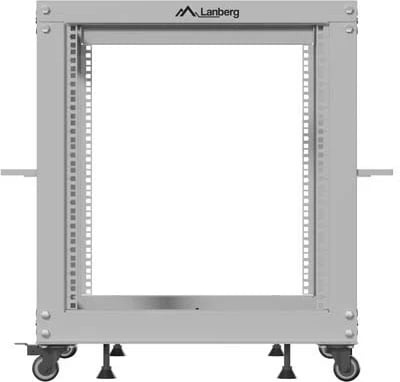 Stendë rack e hapur 19", Lanberg OR01-6112-S, 12U, thellësi e rregullueshme 576.4–1033.6 mm, 600x600 mm, gri RAL 7035