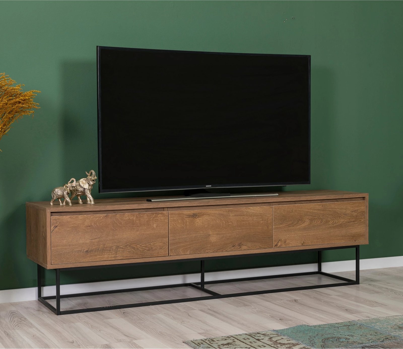 Set mobiljesh për dhomë dite, ngjyrë arre dhe e zezë, Skye Decor, Laxus Takım 23