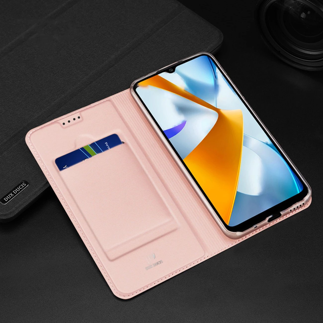 Mbështjellës Dux Ducis Skin Pro për Oppo Reno 8 Pro, me kapak, xhep për kartela, funksion stand, e zezë Mbështjellës Dux Ducis Skin Pro për Oppo Reno 8 Pro, me kapak, xhep për kartela, funksion stand, e zezë