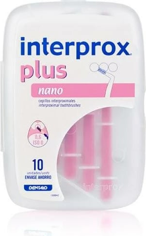 Furça interdentale VITIS Interprox Plus Nano unisex, 10 copë, rozë