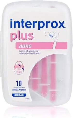 Furça interdentale VITIS Interprox Plus Nano unisex, 10 copë, rozë