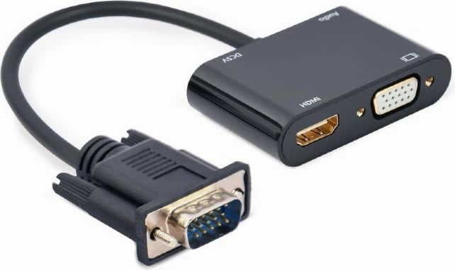 Konvertues sinjali VGA në HDMI Gembird A-VGA-HDMI-02, 15 cm, zi