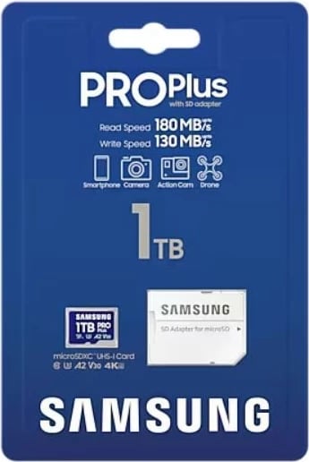 Kartelë memorie microSD Samsung PRO Plus 1TB me adapter SD, Blu