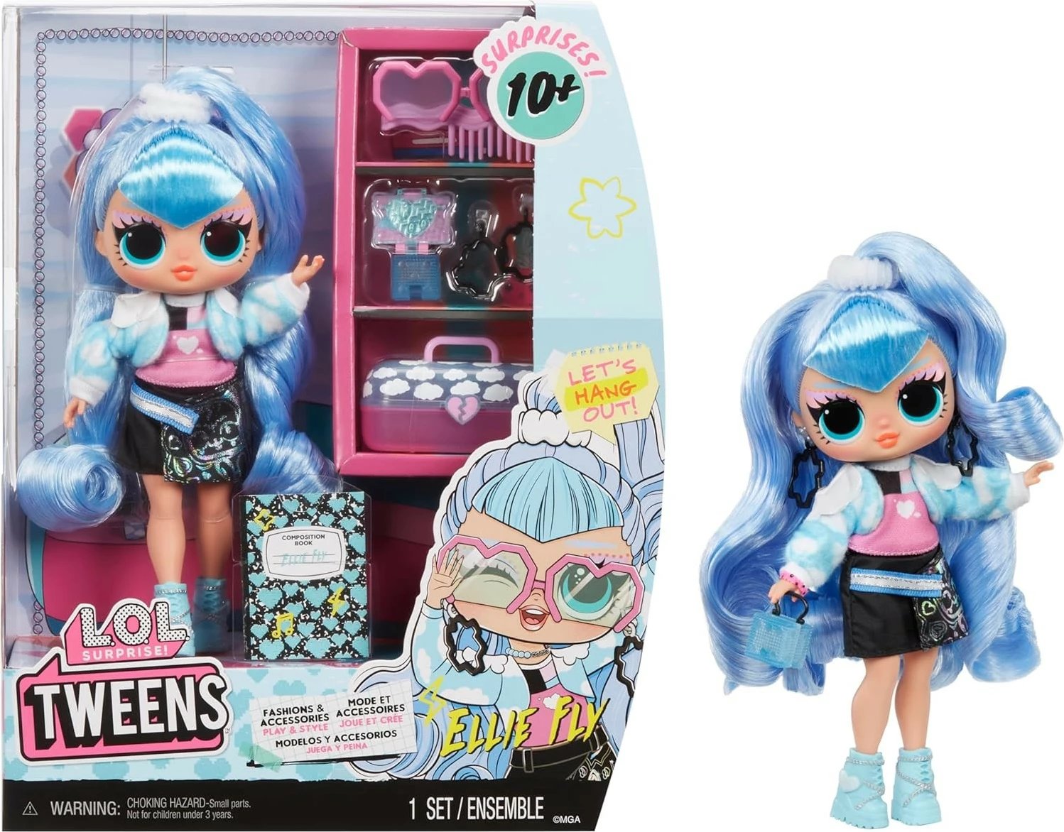 Kukull L.O.L. Surprise Tweens Ellie Fly, 16.5 cm, me aksesorë, Blu