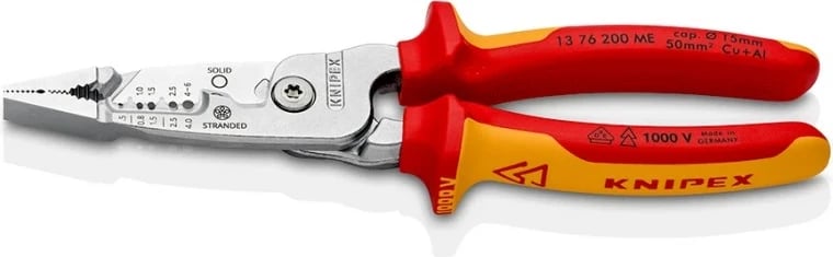Vegël zhveshëse kabllosh Knipex 13 76 200 ME, çelik inox, 200 mm, e verdhë/e kuqe