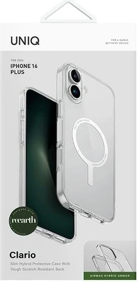 Mbështjellës UNIQ Clario për iPhone 16 Plus 6.7", Magclick, Transparent