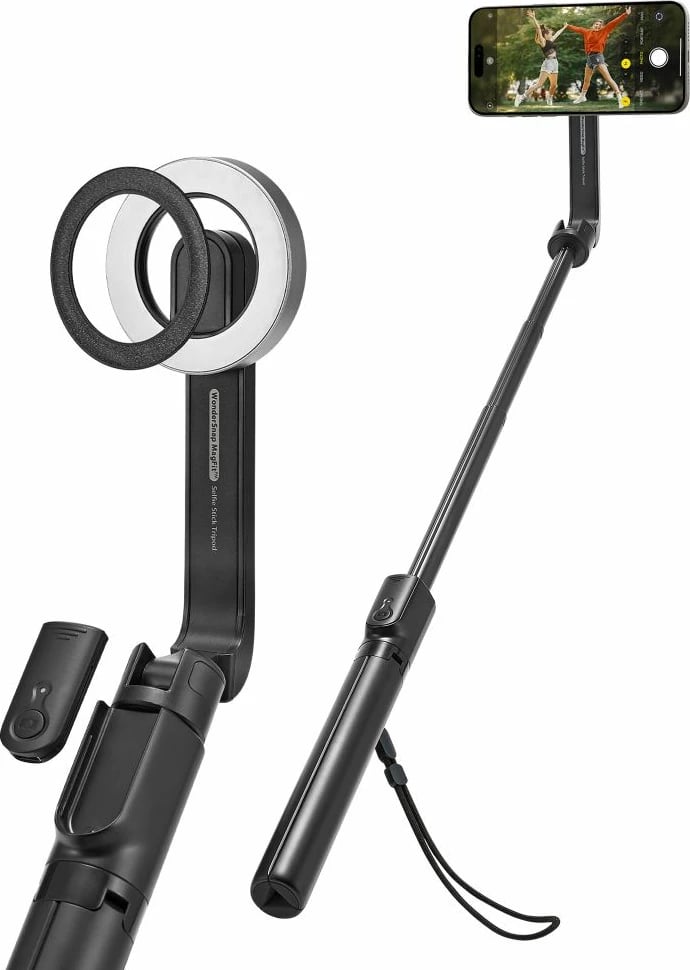Selfie stick Spigen S580W me MagSafe, Bluetooth, tripod, e zezë
