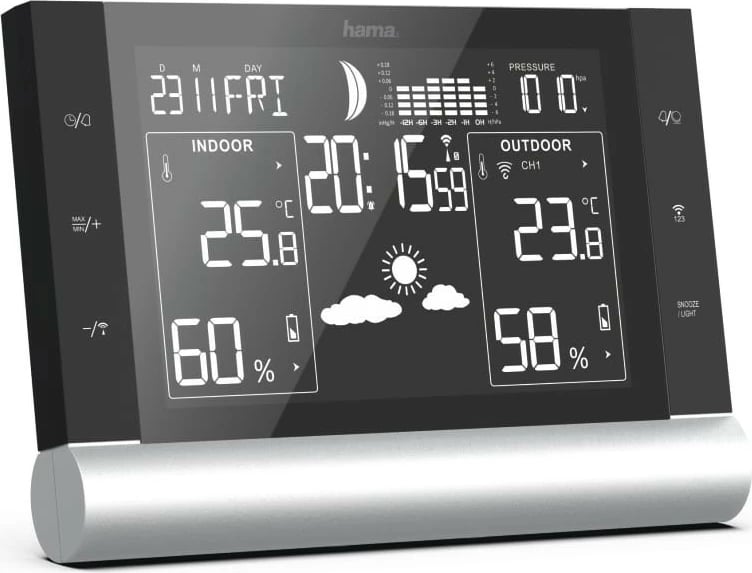 Stacion moti Hama Black Line Plus, me sensor të jashtëm, i zi Stacion moti Hama Black Line Plus, me sensor të jashtëm, i zi