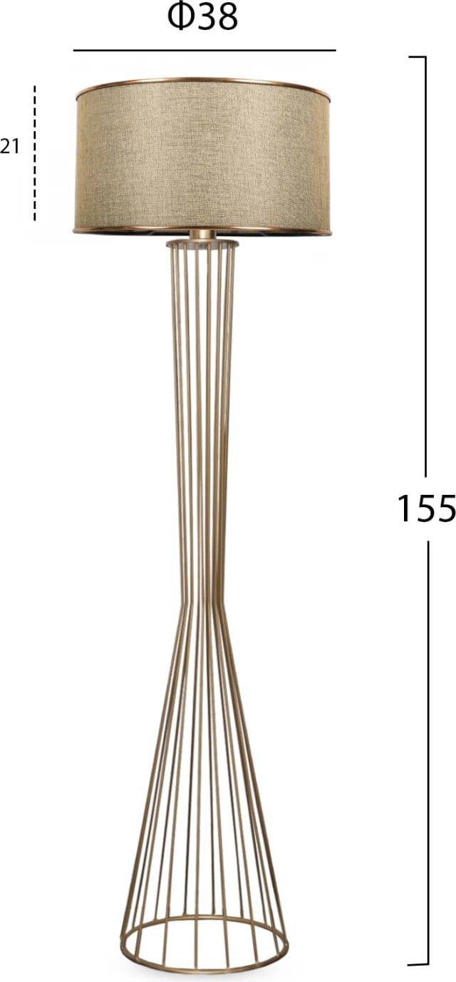 Llambë në dysheme, FH7580.02, shtyllë e artë, kapak kafe e artë