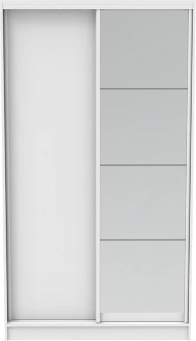 Dollap rrëshqitës dy-fletësh me pasqyrë, ngjyrë e bardhë, 120x60x220cm