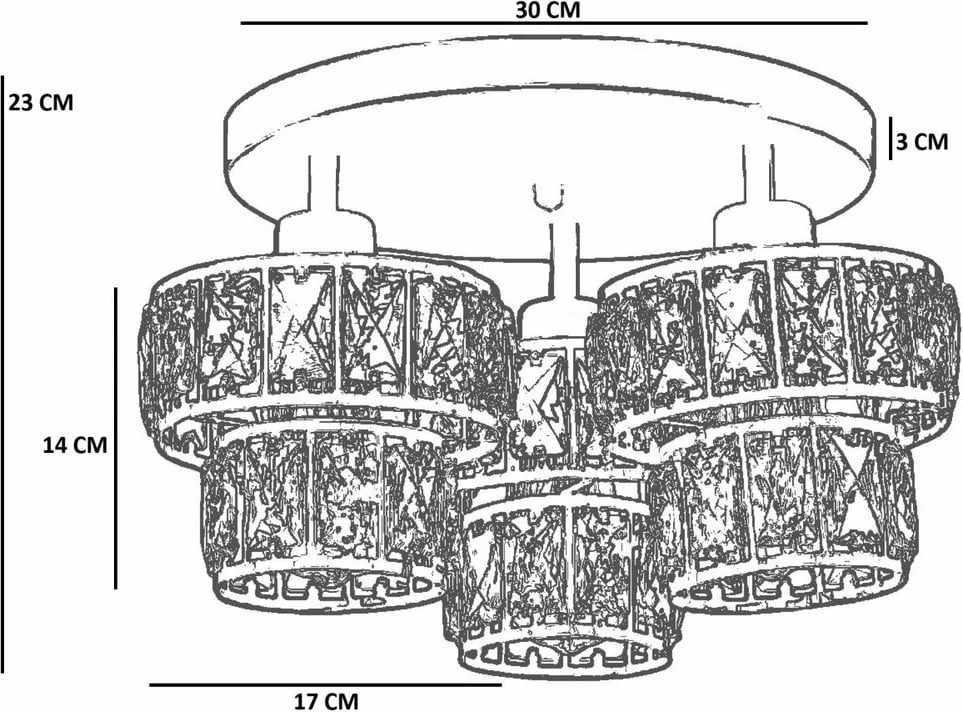 Llambadar Opviq, 9015-3, ngjyrë e zezë, metal dhe xham