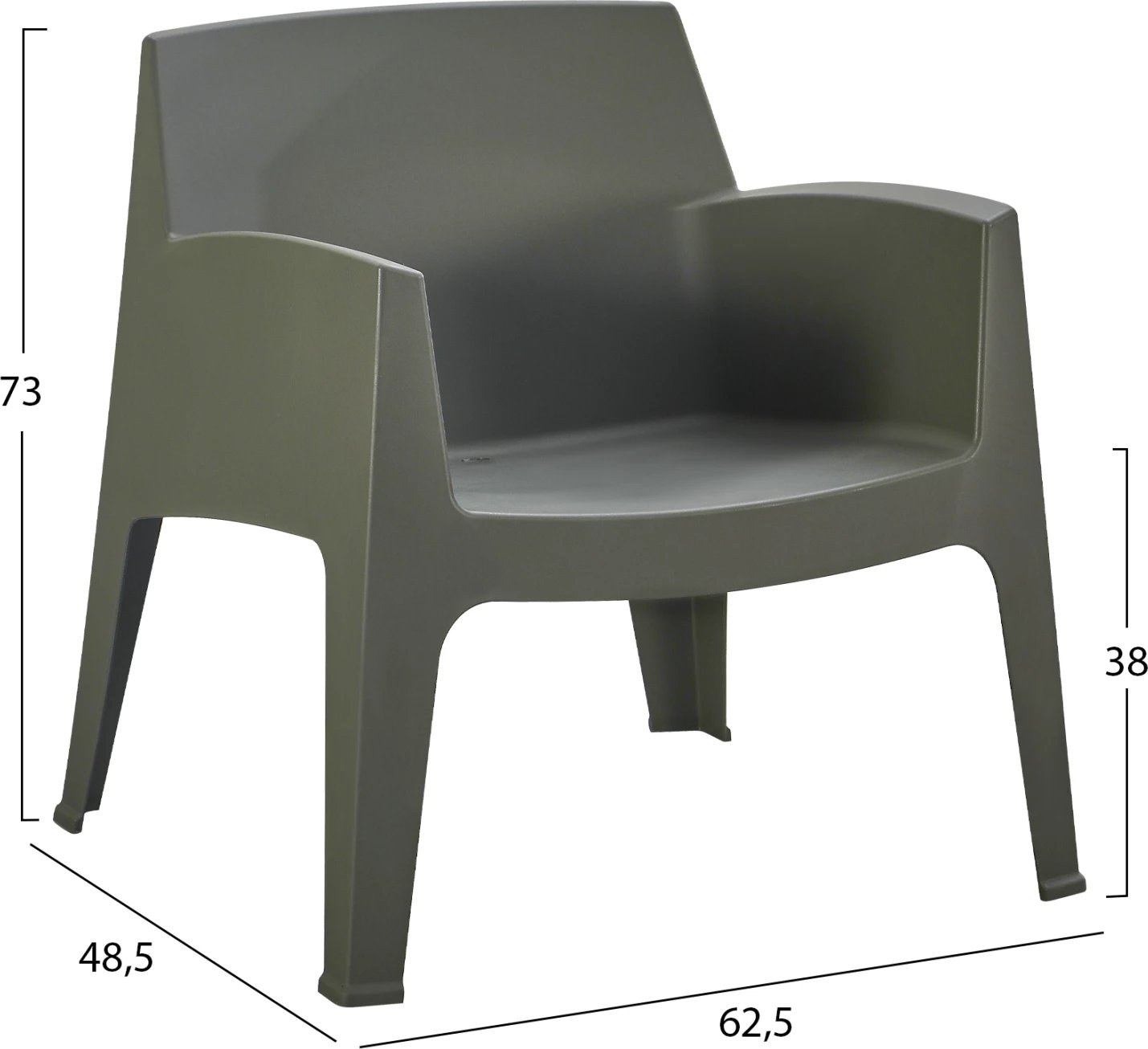 Karrige lounge polipropileni SLEEK, ngjyrë ulli e errët, FH6365.05, 62.5x48.5x73Hcm