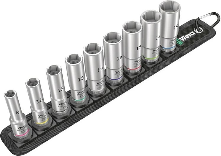 Set çelësa tubash Wera 05004545001, 9 copa, metrik, 3/8", 8-19mm, me kasë tekstili