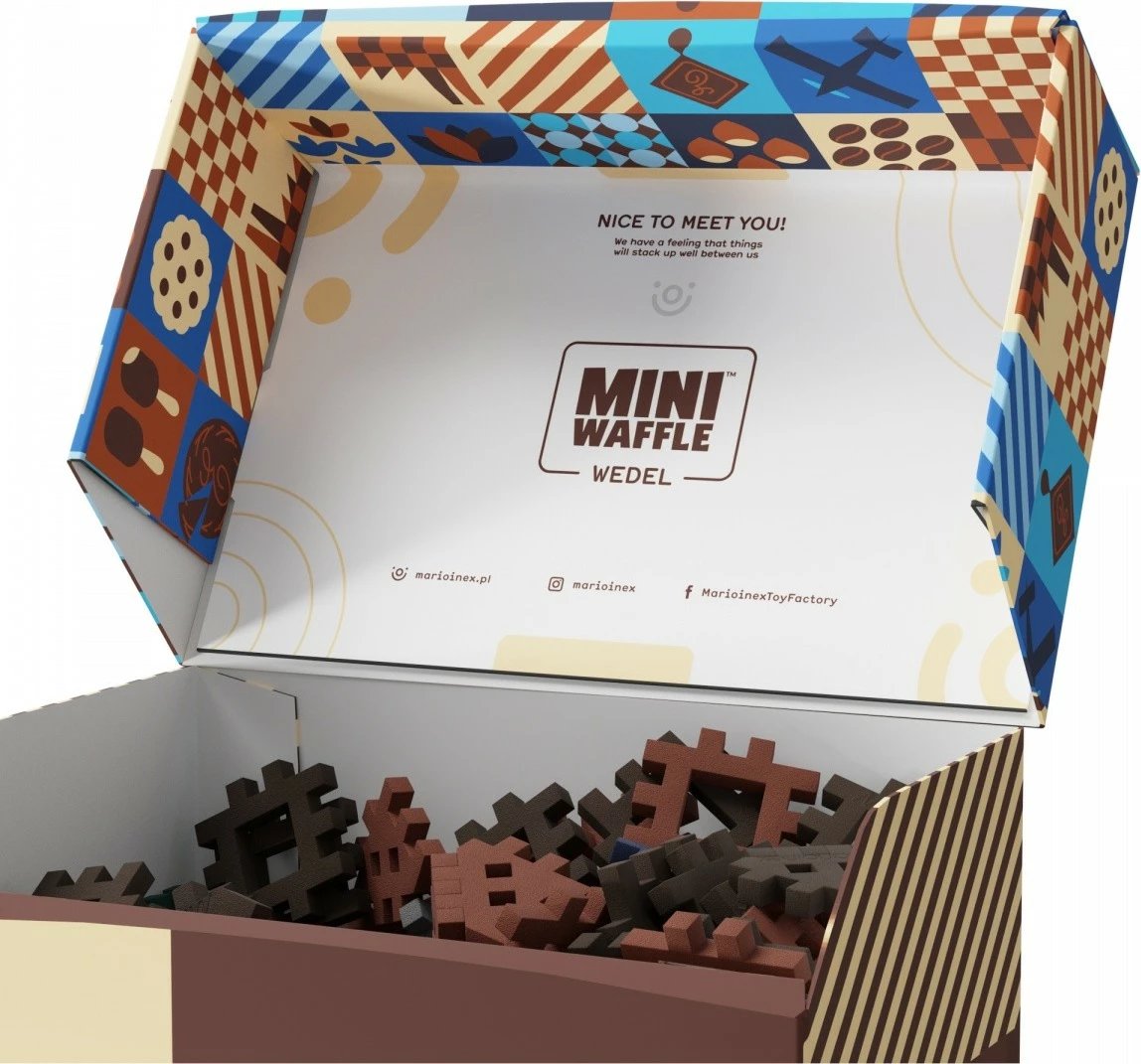 Set lodrash ndërtimi Marioinex Mini Waffle Fabryka Czekolady, 230 elemente, shumëngjyrëshe