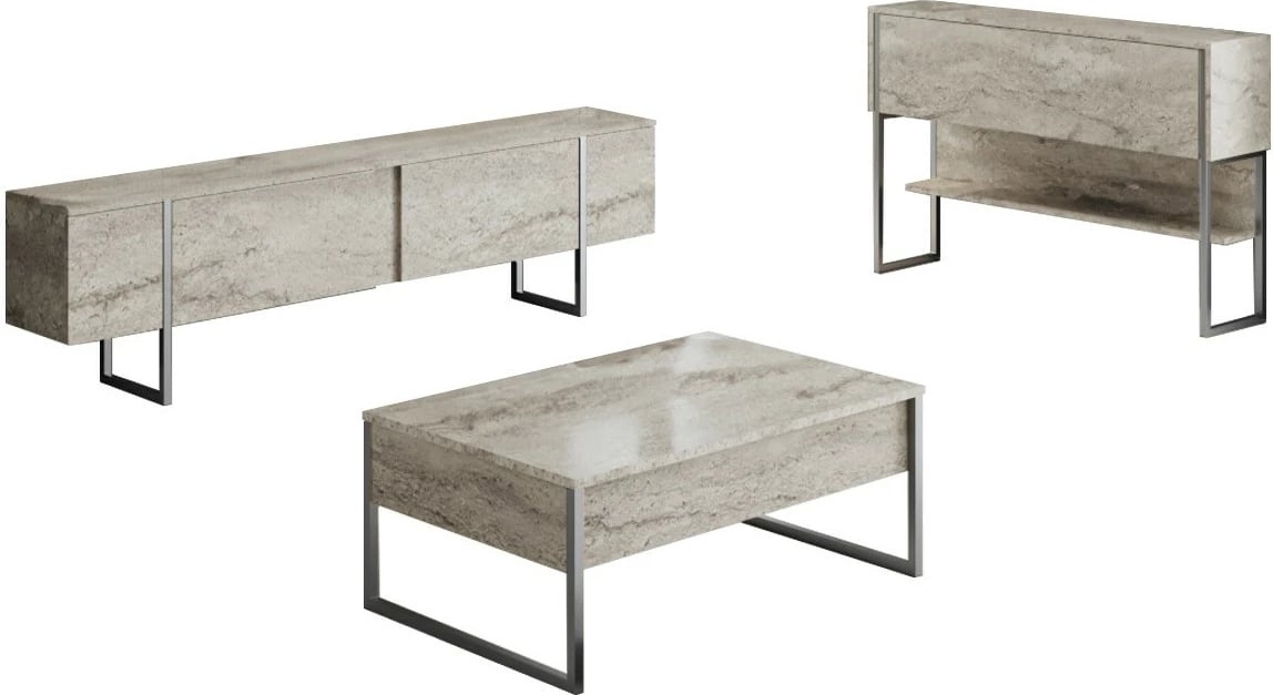 Set mobiljesh për dhomë dite, Luxe, travertin, argjend