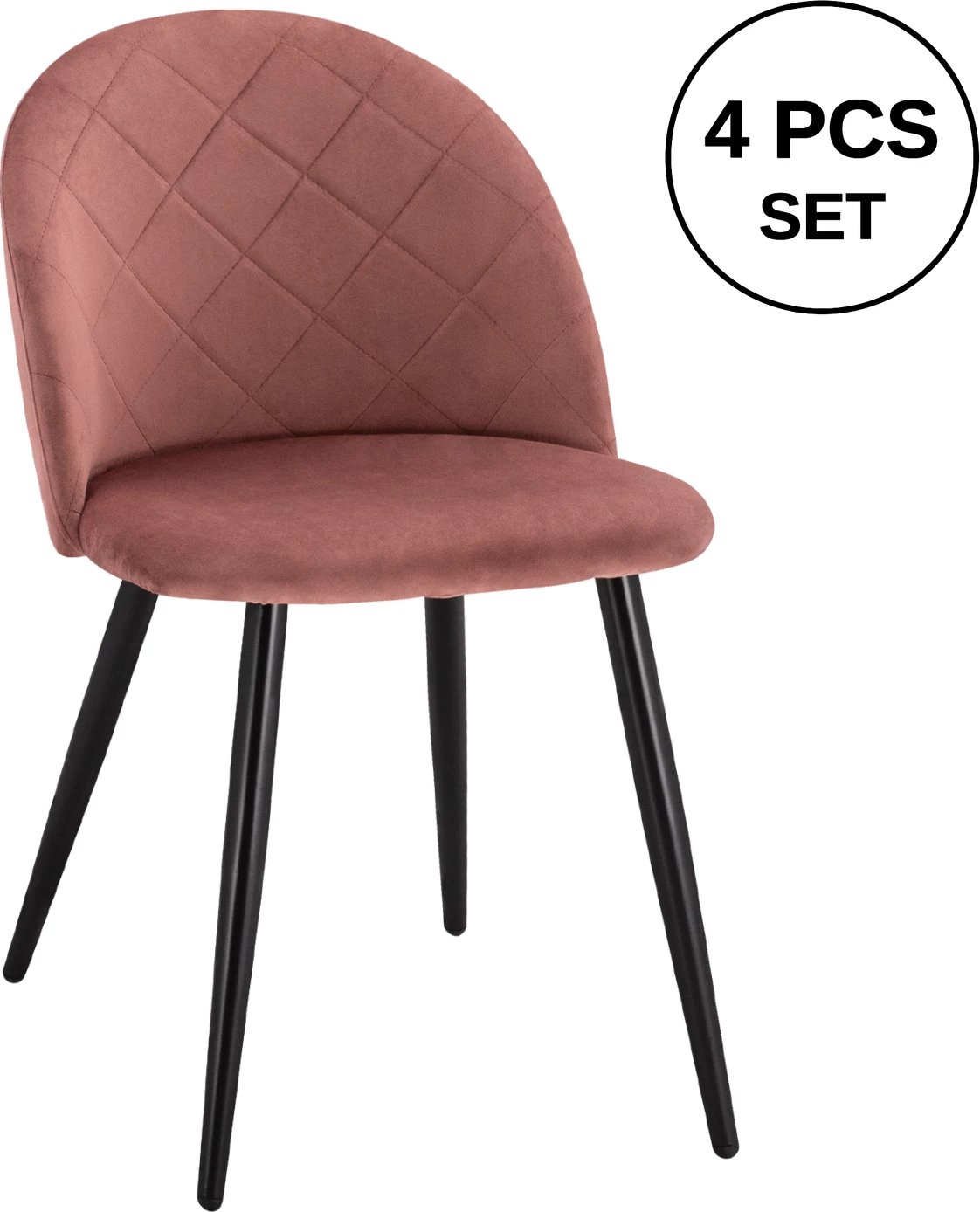 Karrige ODED me këmbë metalike të zeza & kadife ngjyrë molle të kalbur FH8731.12 49x57x79 cm, set prej 4 copash