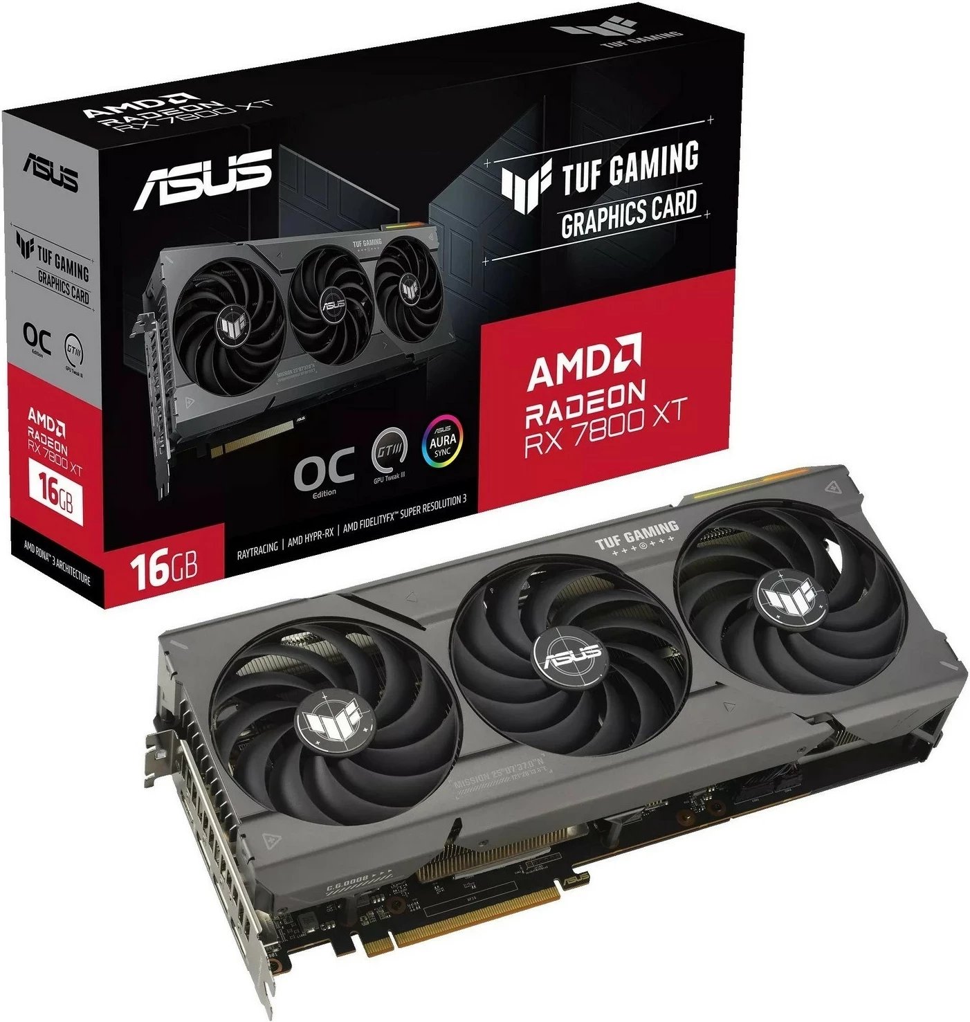 Kartelë grafike ASUS Radeon RX 7800 XT TUF GAMING 16GB OC, e zezë