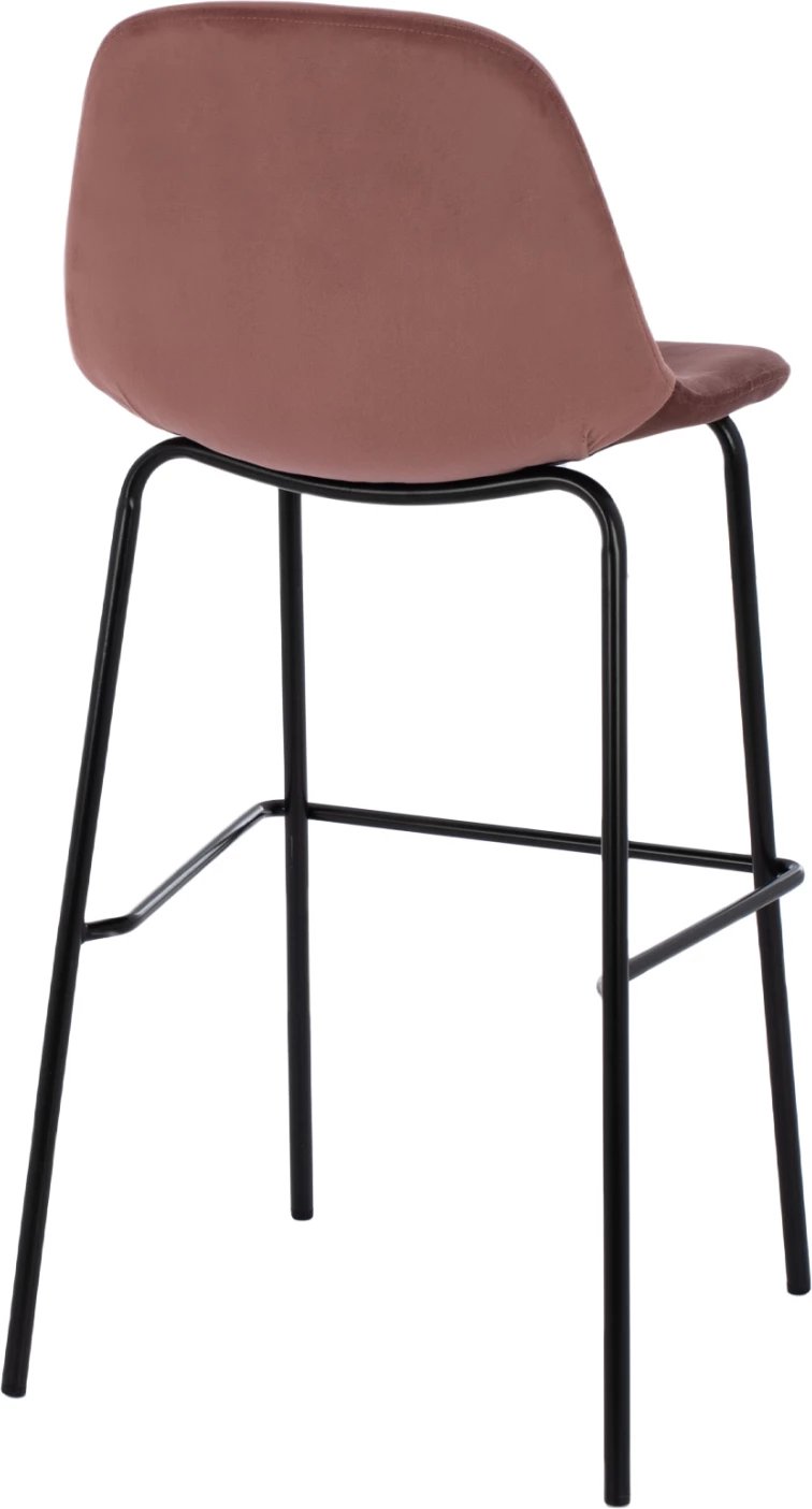 Karrige për bar Vincent, kadife ngjyrë rozë e pluhurosur dhe kornizë metali, FH8579.12, 56.5x47x106 cm, set prej 4 copash