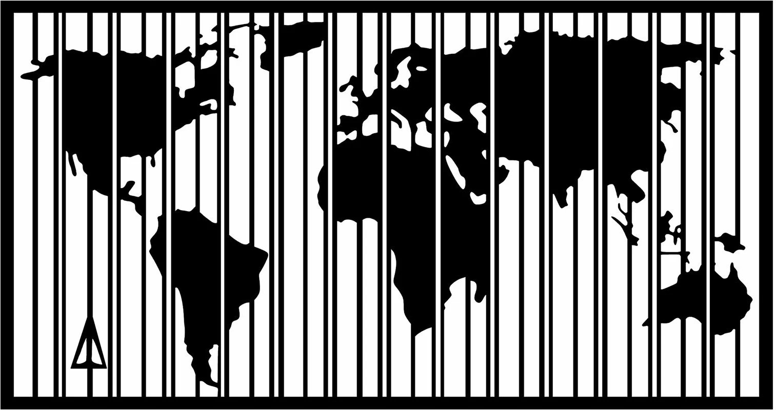 Aksesor dekorativ metalik për mur, hartë bote, Wallity, 47x90cm