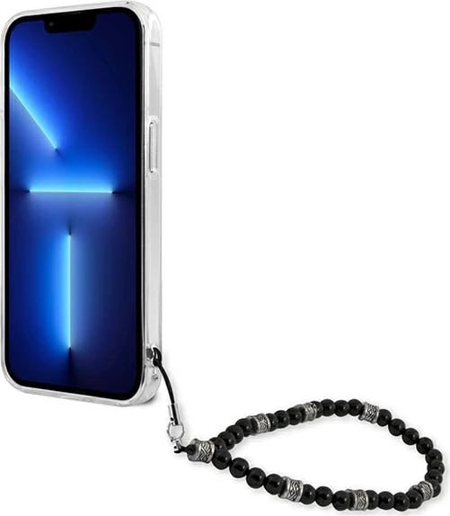 Mbështjellës Guess GUHCP13MKPSBK për iPhone 13 6.1", Transparent, me varëse Black Pearl