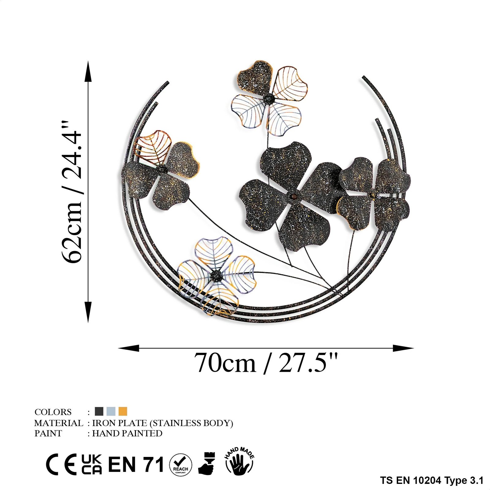 Aksesor dekorativ metalik për mur Wallity, Haiyang 3