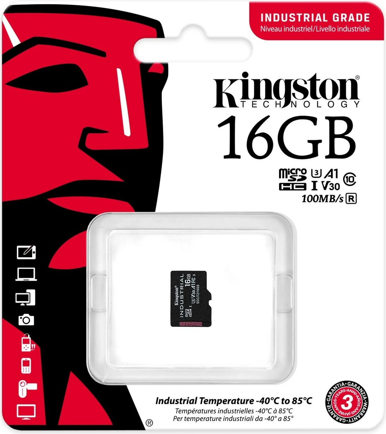 Kartelë MicroSDHC Kingston Industrial 16GB, Class 10, UHS-I, U3, V30, e zezë