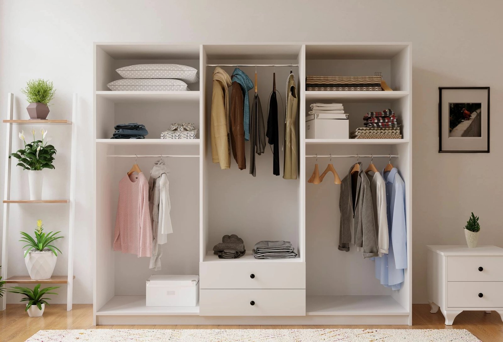 Dollap për rroba, ngjyrë e bardhë mat, Skye Decor, RB-069, 180x180x45cm